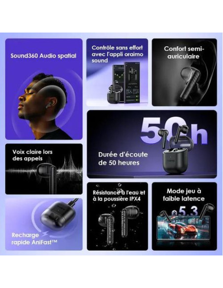 Oraimo FreePods Neo Écouteurs sans fil ENC OTW-330S gold