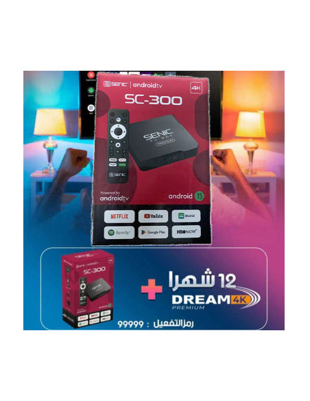 Tv box Senic SC-300 anrdoitv 13 officiel 2Gb 16Gb avec abonnement 12 Mois
