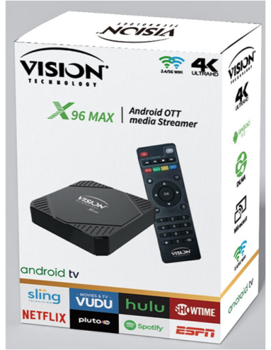 vision x96max 2GB Ram 16Gb Rom tv box Android 12 avec Smart+ 12 mois