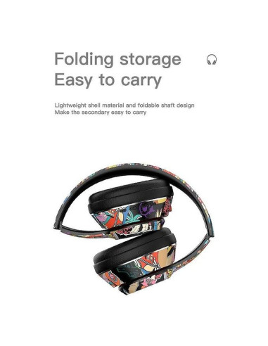 Deep Bass Casque stéréo Bluetooth V5 pliable...